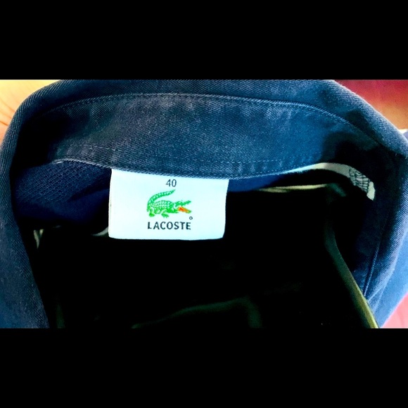 Lacoste marine style woman polo shirt navy blue cotton white striped Logo Eur 40 - Picture 5 of 16